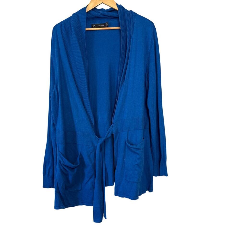 New York & Company Teal Tie Front Cardigan Sz XXL